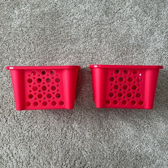 Red Plastic Storage Baskets (2) - Picture 6 of 7